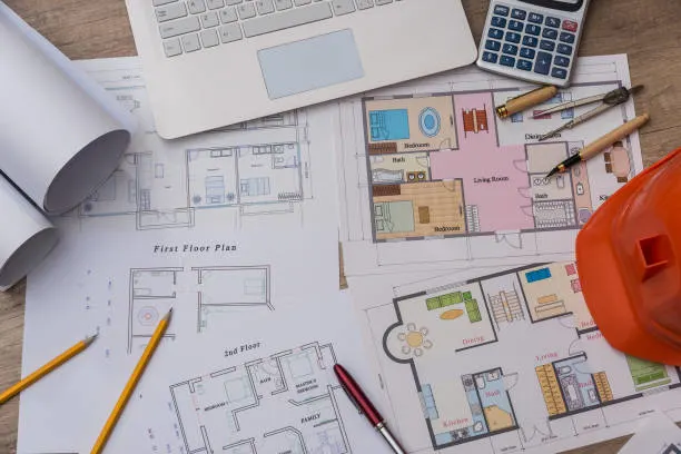 2D floor planning software showing a detailed residential floor layout