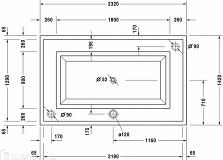 Technical CAD drawing of bathtub layout showing precise offsets and standard bathroom dimensions for drafting.